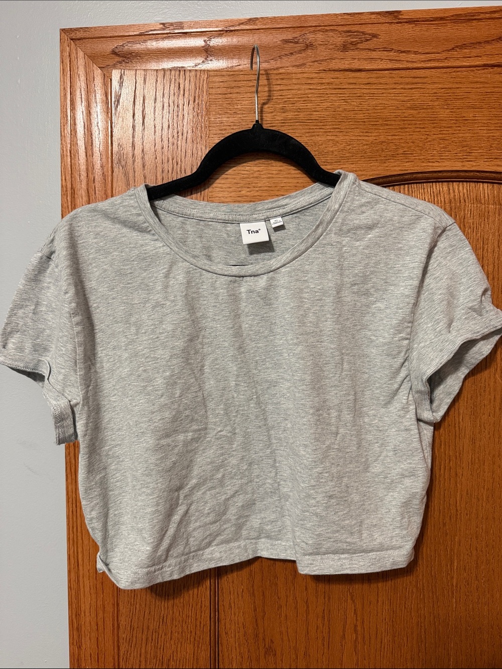 Aritzia TNA Light Gray Short Sleeve Crop Tee